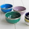 Bol artisanal turquoise cerclé de métal inoxydable et émaillé a la main